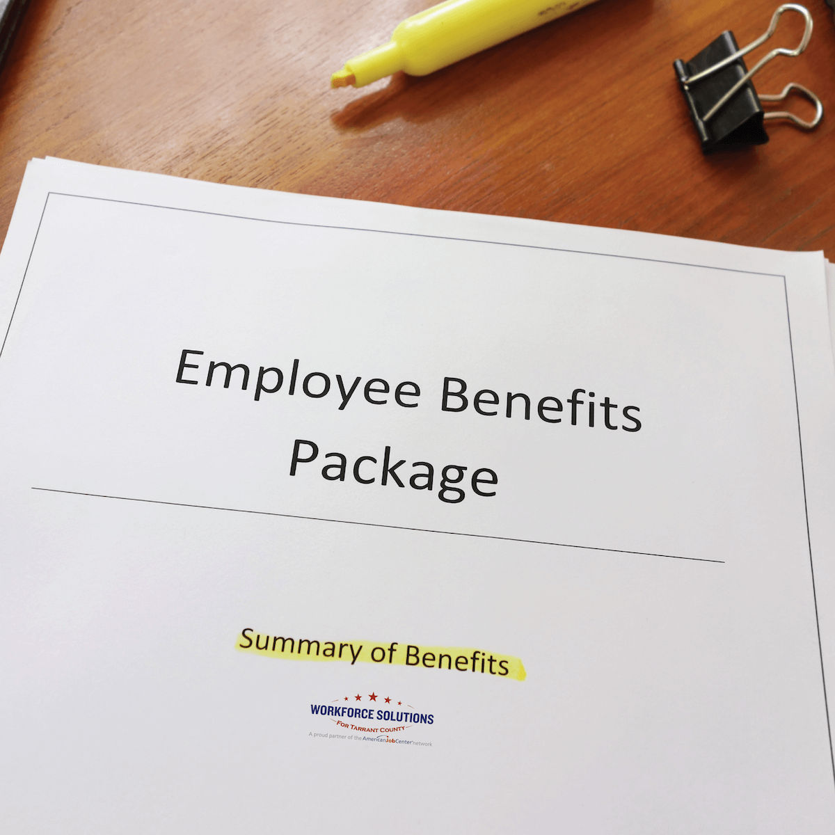 Work for Workforce photo of an employee benefits package document